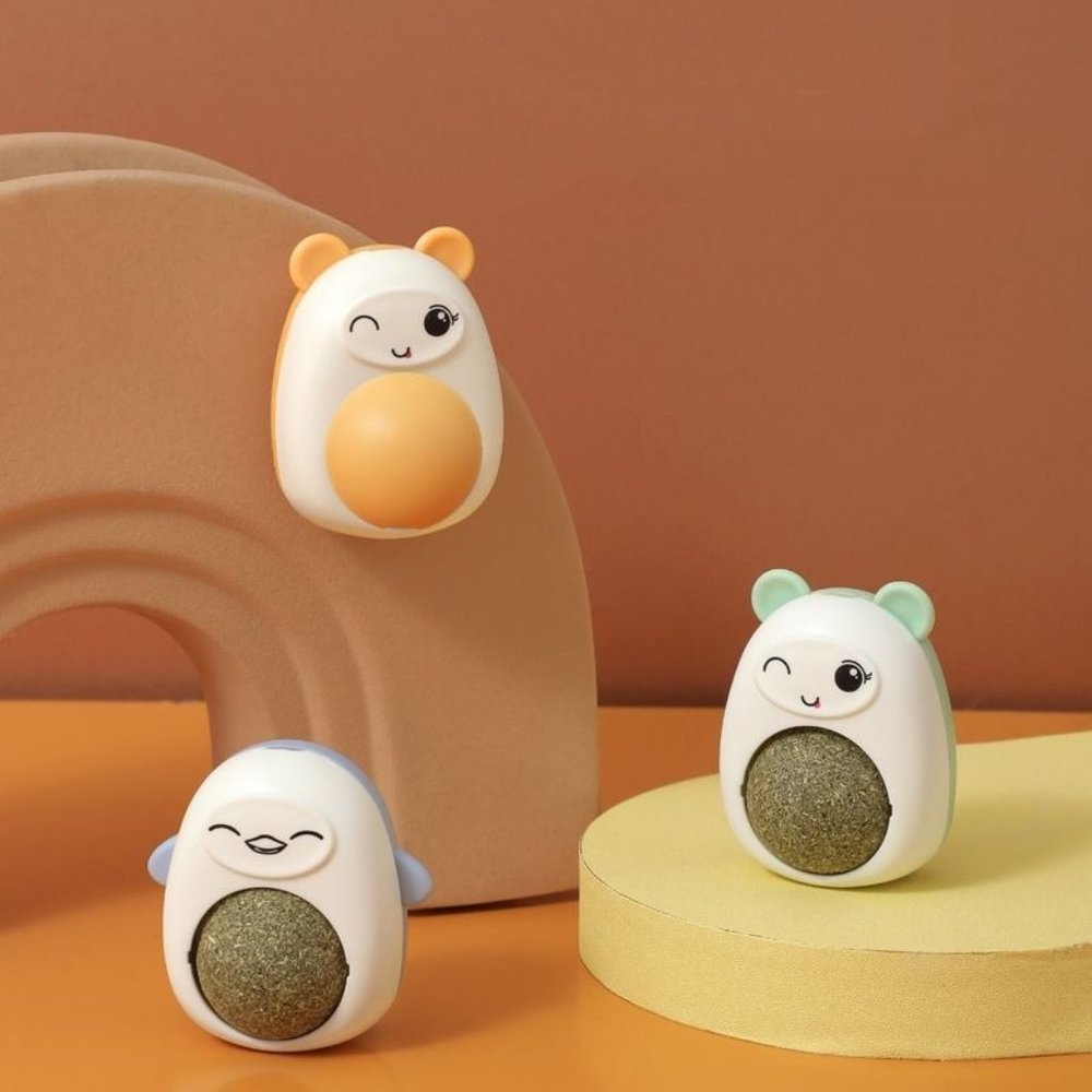 Catnip Balls Cat Mint Wall Stick-on Ball Toy Healthy Removes Hair Balls